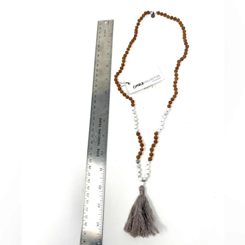 NWT Free People x Mala Collective Bead Tassel White Howlite Bali Necklace - Picture 8 of 8